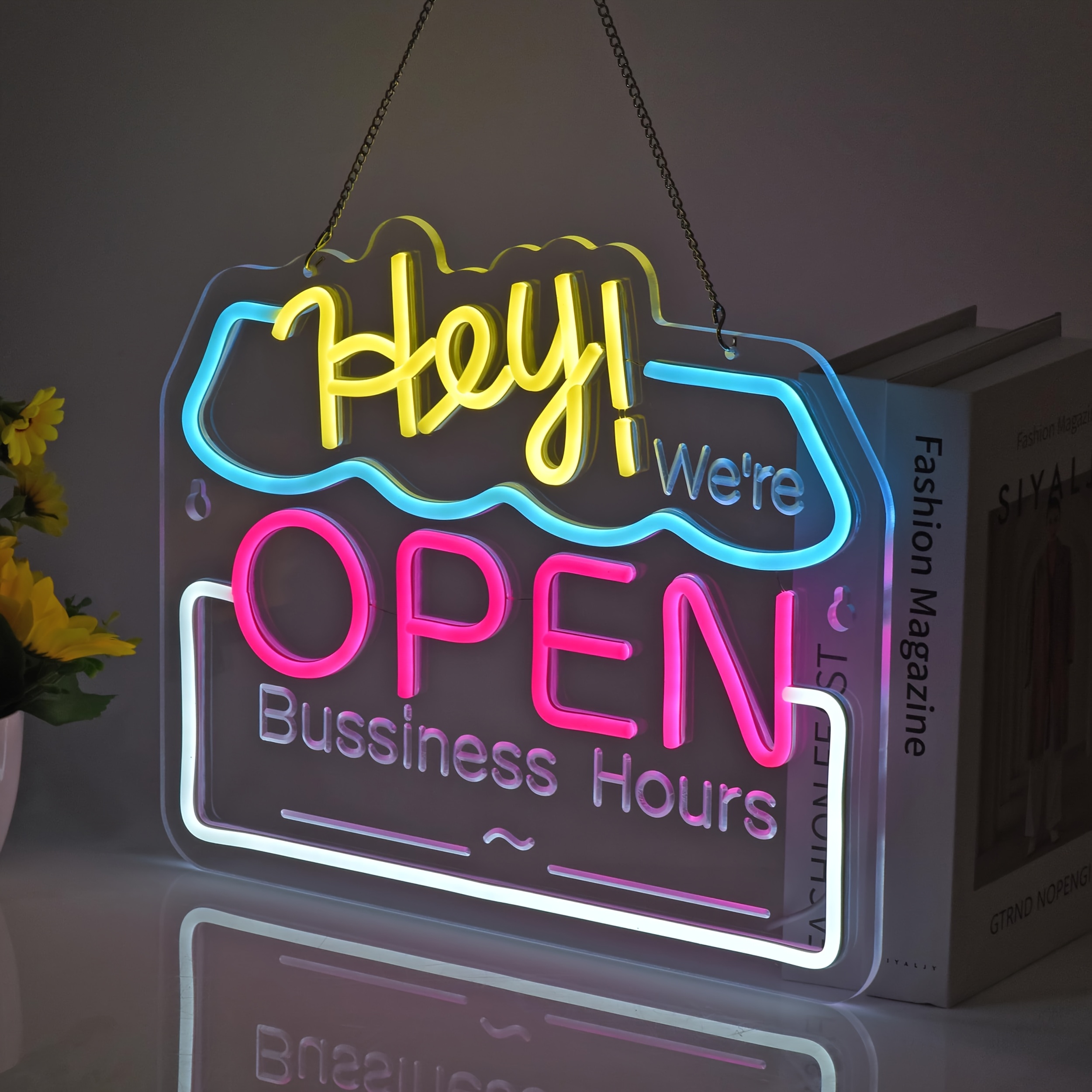 OPEN Neon Sign, Neon Lights Hanging Wall Art Decoration for Business Shop Bar Market Bakeries