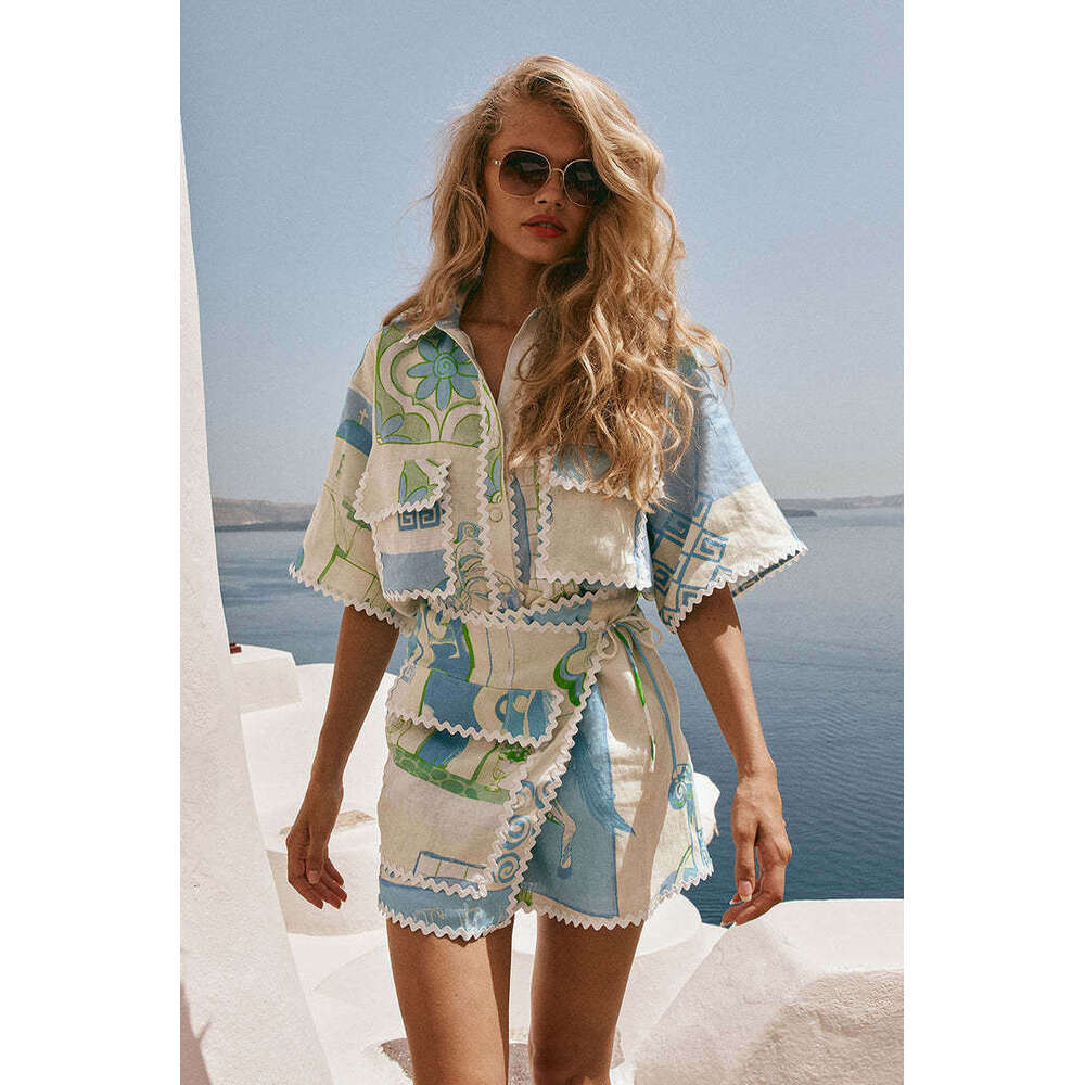 2025 New Versatile Lace Print Fashion Set for Women