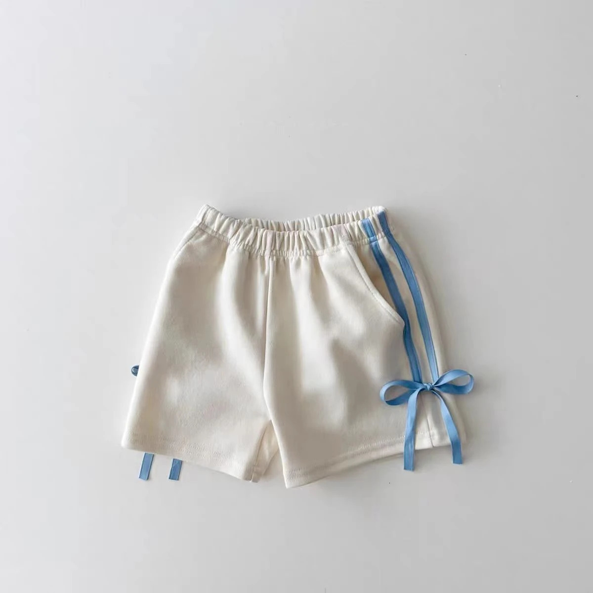 Summer Fashionable Thin Cotton Baby Girls Loose Fit Casual Shorts with Butterfly Knot Waist Cute Trendy Unisex Kids Clothing 250527
