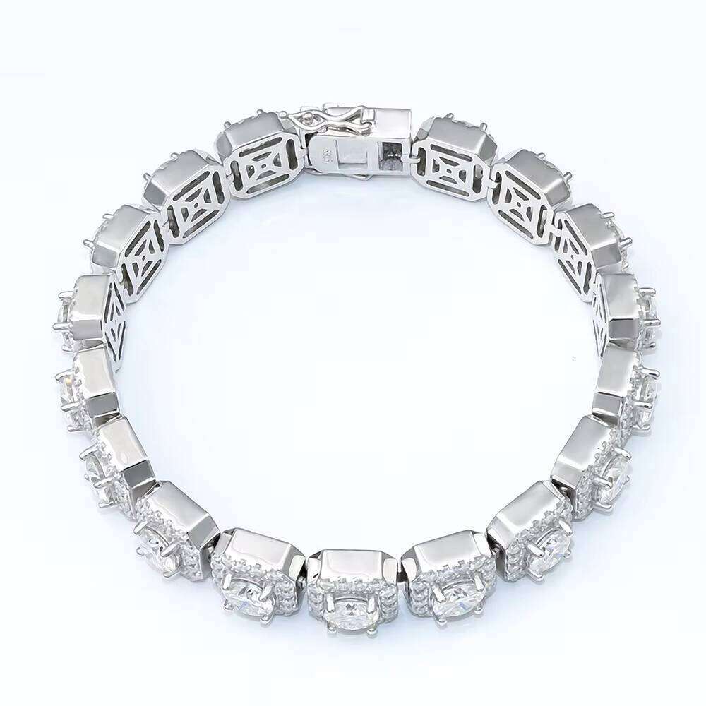 Square Chain fashion Style 11mm Width VVS Moissanite Sier Bracelet for Men