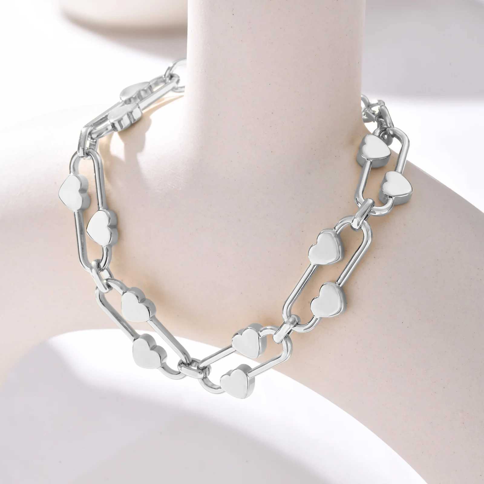 Dainty Heart-shaped Bracelet for Women Stainless Steel Waterproof Oval Handmade Chain Bracelet Charm Jewelry Gift W250526