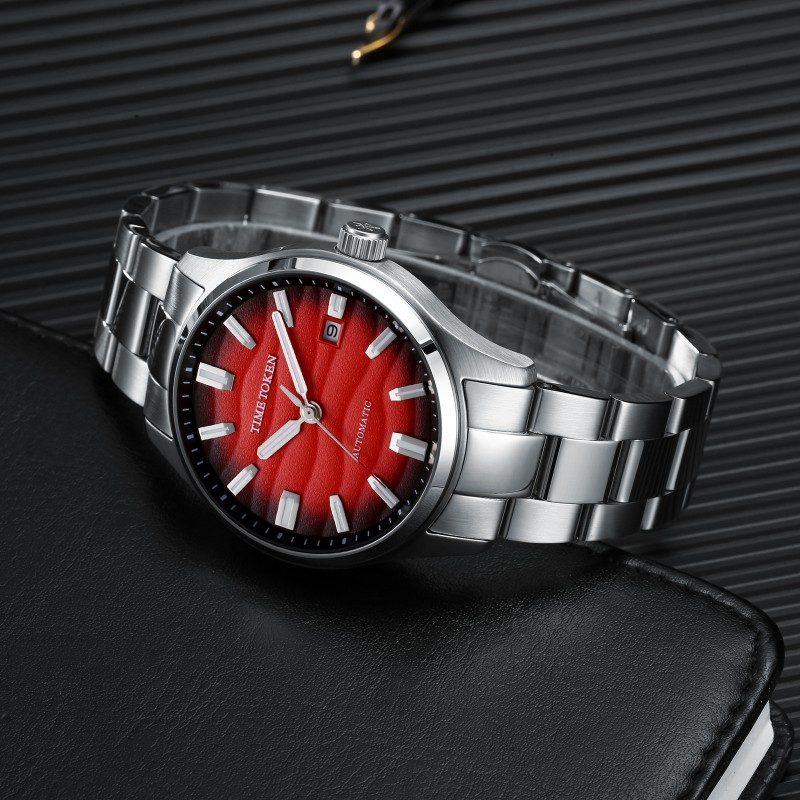40mm TIMETOKEN Men's Automatic Dress Watch - Desert Texture, Sapphire, 50m Water Resistant, Luminescent