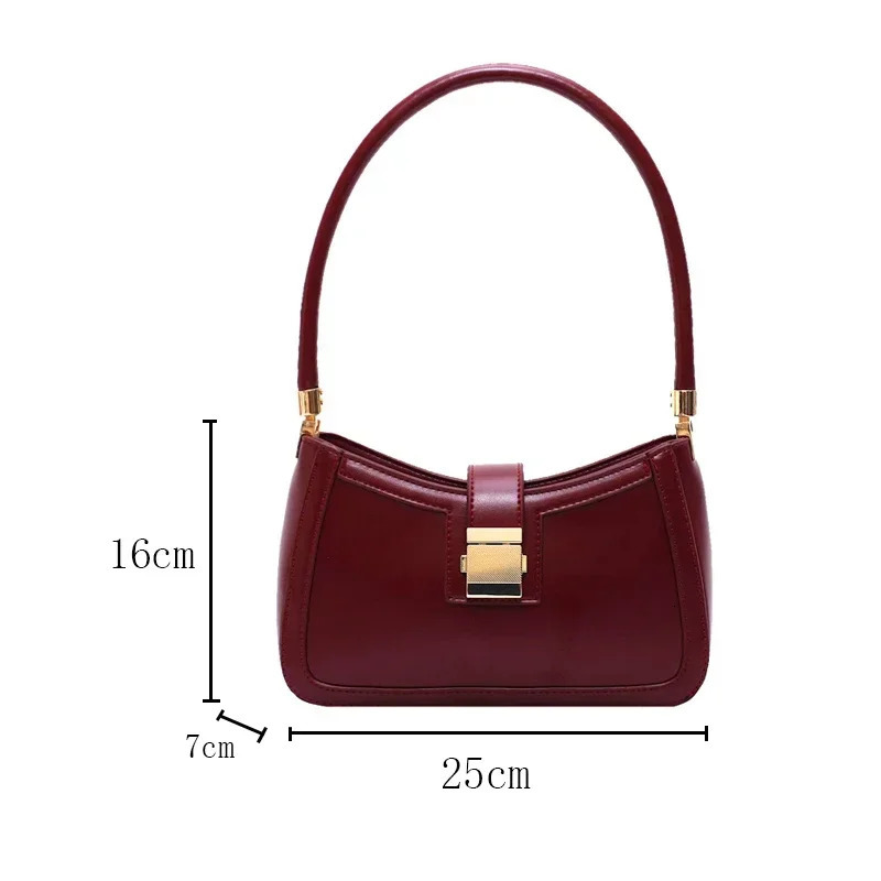 Shoulder Bags for Women Solid Color PU Leather Trend Lock Handbags Small Purse Hand Lady Zipper Clutch 250526