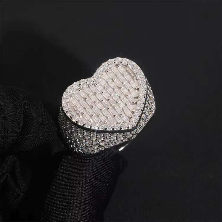 Hip Hop Jewelry Luxury 14K Gold Plated Solid 925 Sterling Silver Heart Style Iced Out Paved 5Ct MenS Moissanite Nose Ring