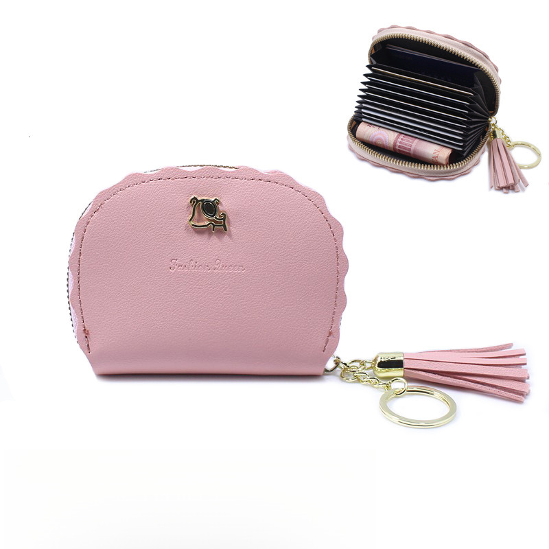 Free Shipping Designer Wallet Tassel Card Holder Women's Korean Cute Personality Mini Multi-card Slot Fresh Large Capacity Handbag Simple Coin Pu