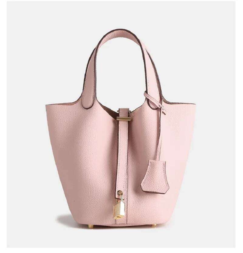 VIELINE New Women s Basket Genuine Leather Underarm One shoulder Handbag Small Tote Inside Crossbody Bucket Bag bag