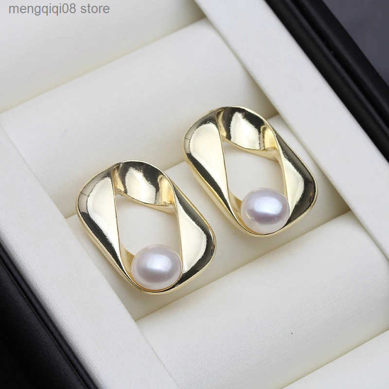18k Gold Plated Pearls Earrings For WomenReal Freshwater Pearl Stud Earrings 925 Silver Korean Earrings L250527