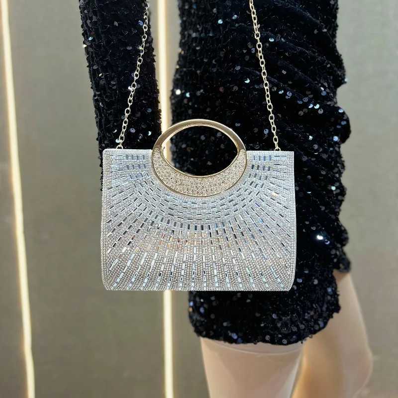 New High Luxury Design Bling Evening Handbags Delicate Ladies Elegant Fashion Clutches Small Diamond Shiny Purse Shoulder Bag W250527