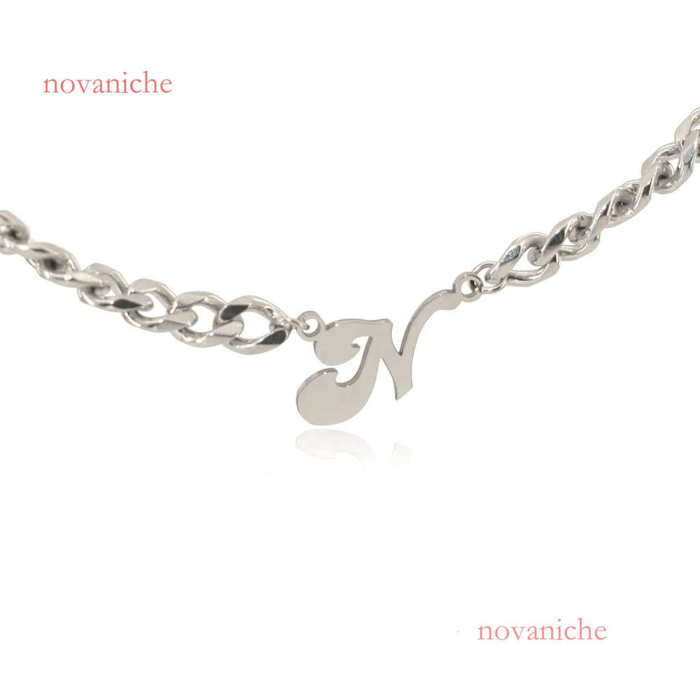 Stainless Steel Letter Necklace Personalized Custom 1-26 Initial With Fashion Cuban Chain for Women Men Gift Wholesale