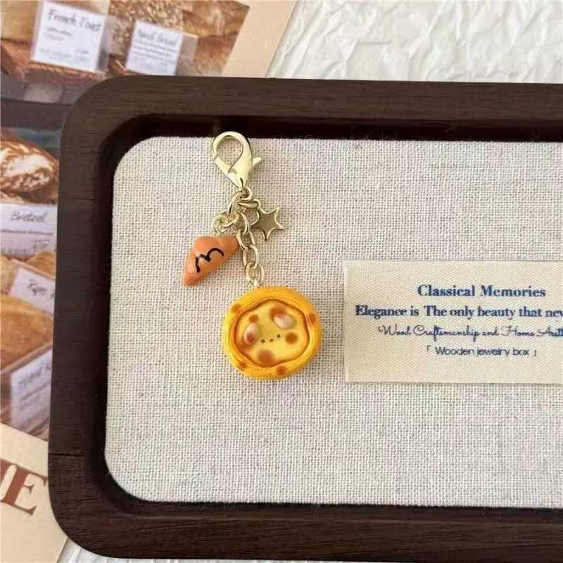 Cute Egg Tarts Pendant Keychain For Car Keys Accessories Creative Coffee And Bread Food Design Keyrings For Mobile Phone Chain W250526