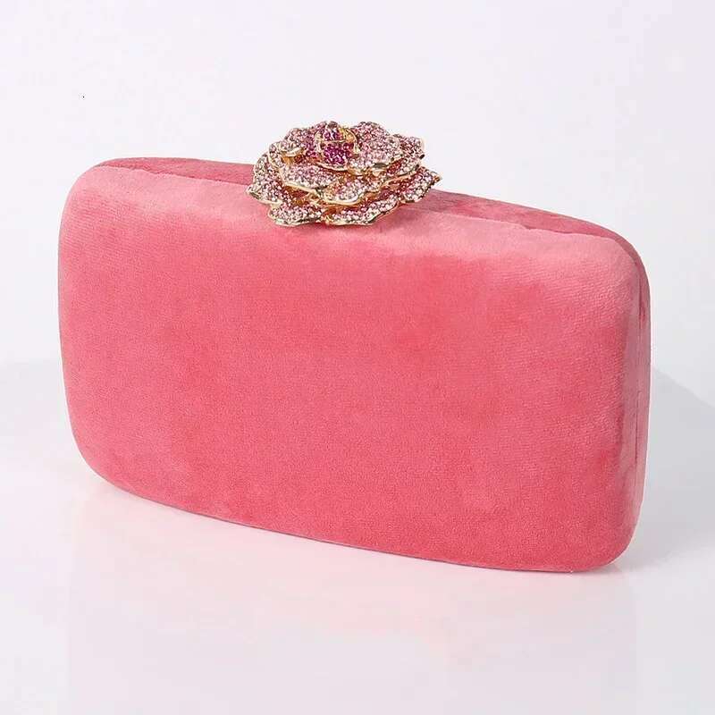 Bright Color Evening Bags Fashion Formal Party Ladies Flannel Clutch Crossbody Chain Yellow Veet Bag Elegant Purse