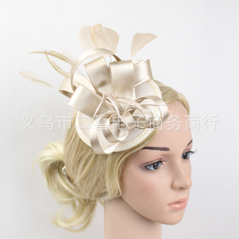 Women Vintage Fascinator Wedding Hat Elegant Ladies Church Race Hair Accessories Bride Wedding Church Party Tea Chapeau Cap 240808