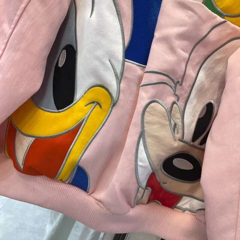 Chic Design Sense Long-Sleeved Jackets Cute Sweet Cartoon Casual Versatile Loose Thickened Coat Zipper Chaquetas 2025 Winter New