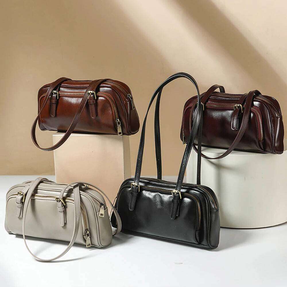 Single shoulder armpit retro baguette women new Korean Fashion Leather Underarm bowling bag Solid Color Lady Handbags