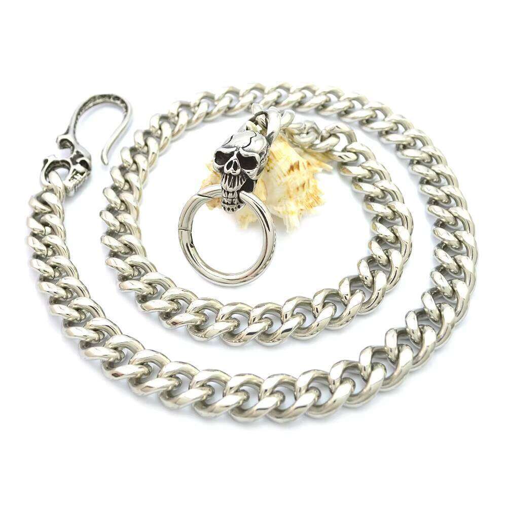 Wholesale New Custom Pants High Waist Stainless Steel Biker Skull Punk Jean Wallet Chain for Men