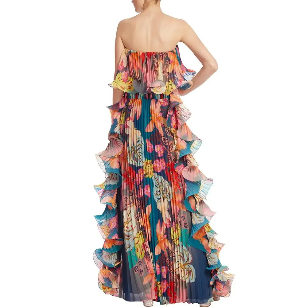 FLAXMAKER Flowers Printed One Piece Swimsuit and Skirt Women Beachwear Bathing Suit 250526