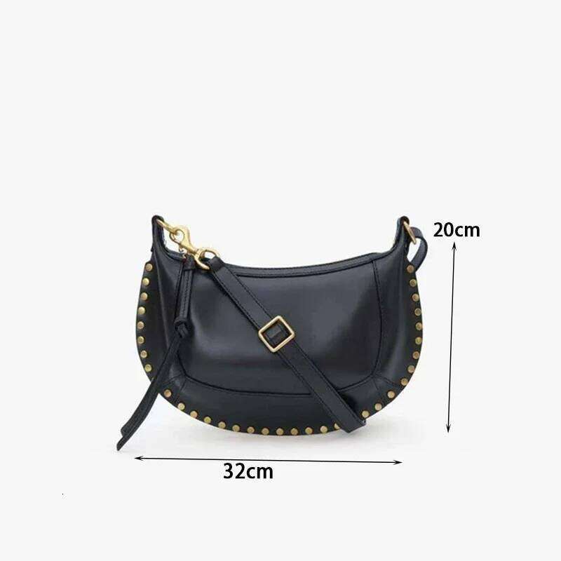 Women's Bags Designer New Fashion Women Single-Shoulder Black Rivet Retro Crossbody Luxurious Design Ladies Underarm Bag