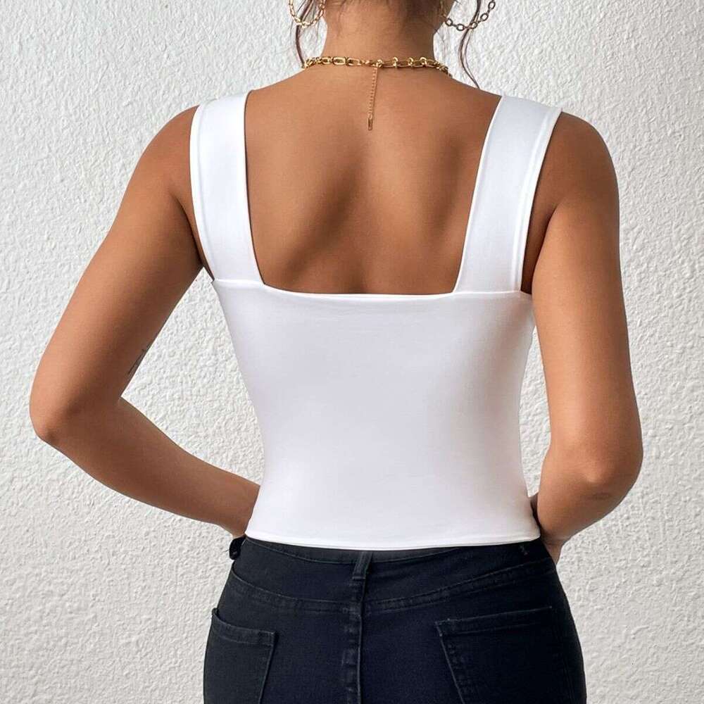 2025 New One Leap Vest Wide Shoulder Strap Sleeveless Top Sexy Slim Fit Hot Girl Back