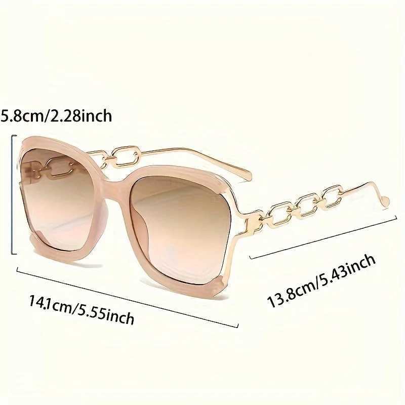 1 new square shaped glasses for women stylish hollow chain design detachable green glasses trendy party decoration glasses Z250527