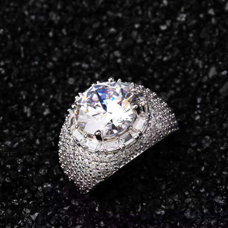 Hot Selling Full of Zircon Dia Fashion Hiphop Men's and Women's Gold Ring Jewelry