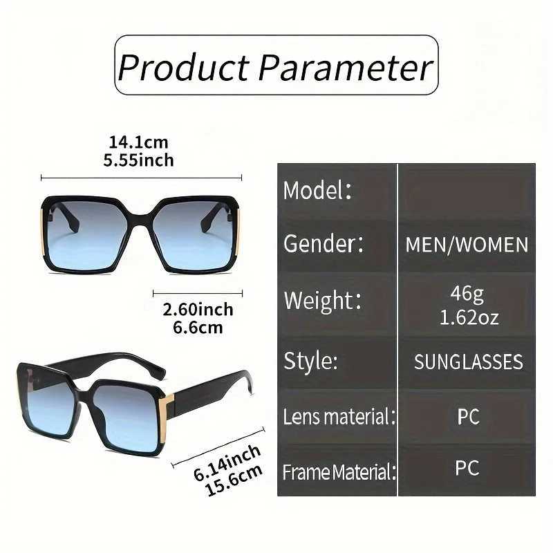Extra Large Square Fashion Sunglasses for Men and Women Brand Gradient Color Glasses Summer Party Z250527