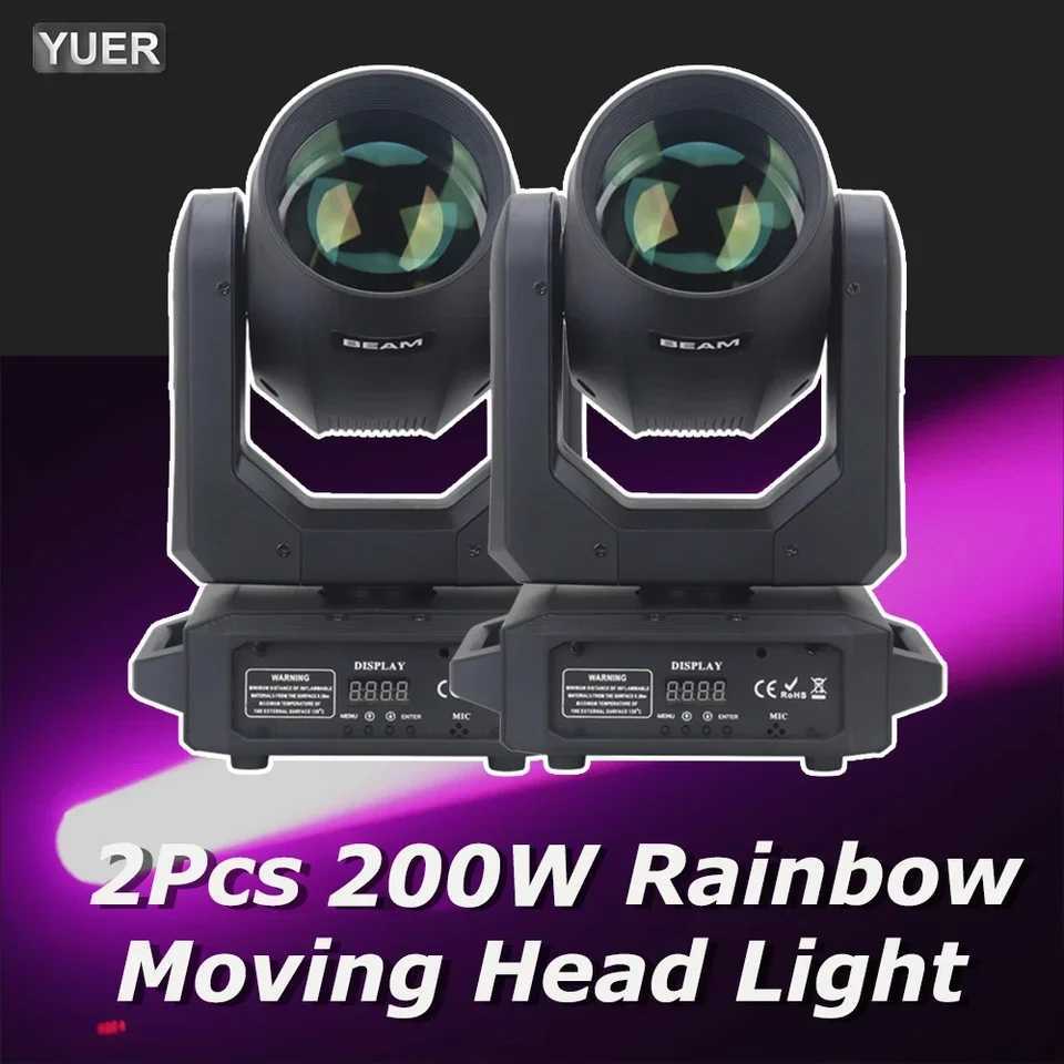 2Pcs/lot NEW LED Moving Head Light 200W Beam+Spot+18 Rotating Prisms+Rainbow Effect DJ DMX Stage Light Effect Light Disco DJ Bar XJ250527