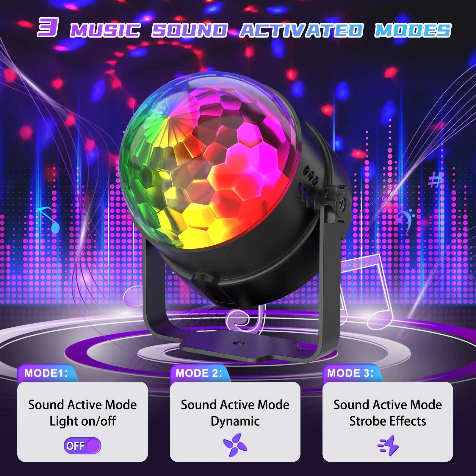 UKing 4PCS RGB LED Stage Disco Light Rotating DJ Ball Strobe Remote Control LED Magic Ball Light Christmas Party Club Show Lamp XJ250527