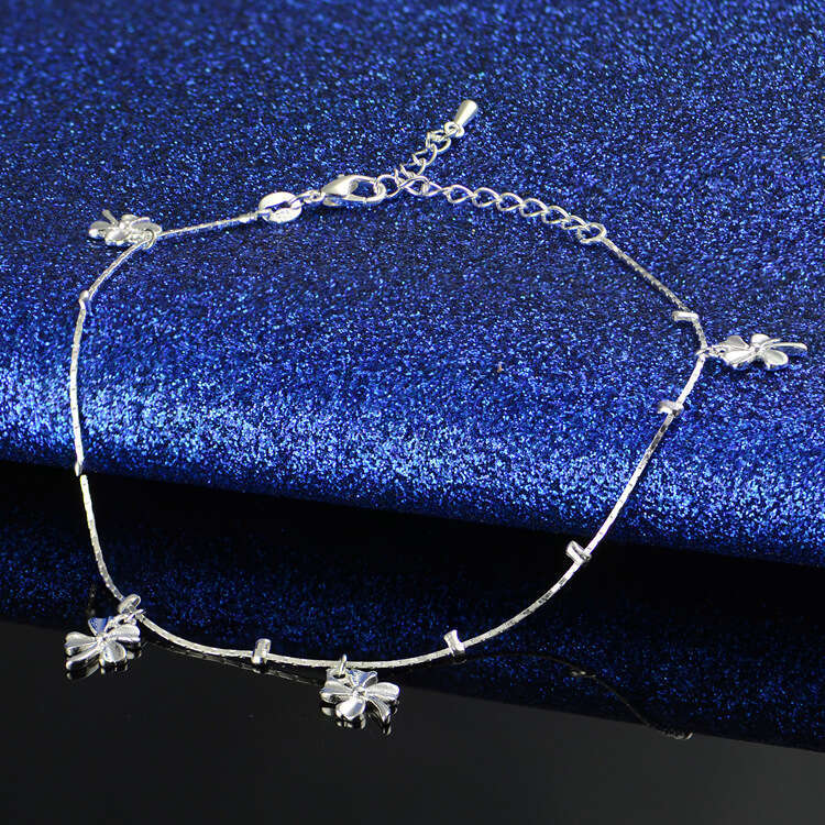Korean Style Summer Imitation Sier Anklet Trendy Foot Jewelry Fashionable Elegant Beach Women's Accessories