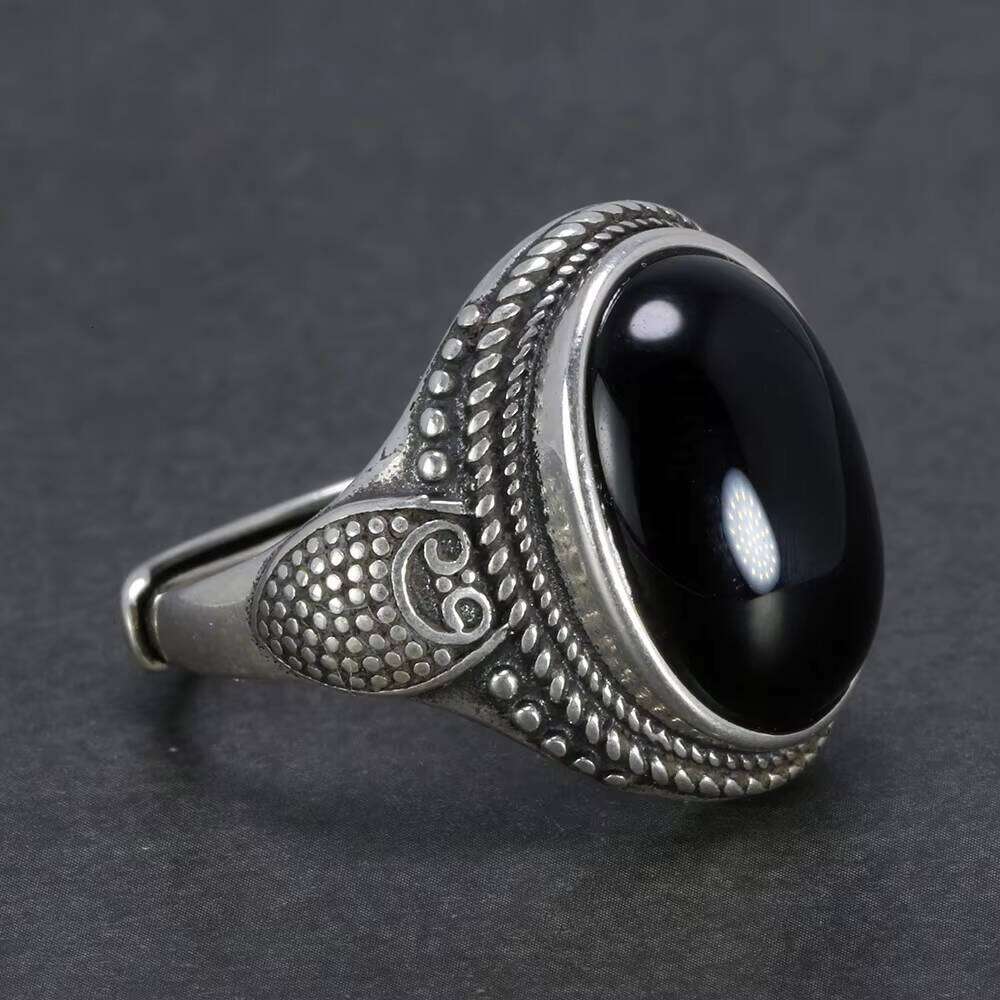 Natural Black Onyx Stone Men Rings Jewelry Fashion Ring