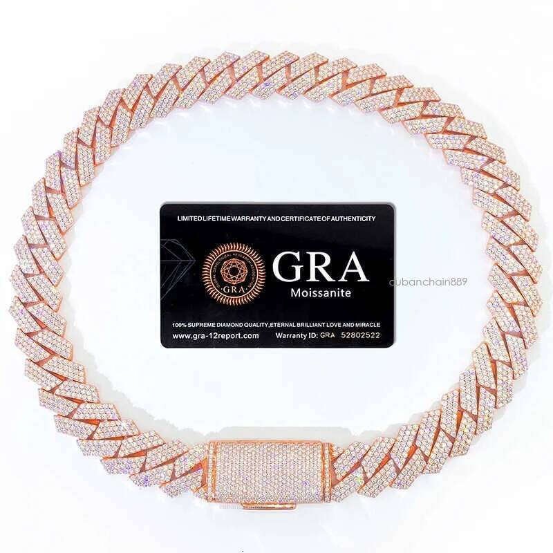 Bracelet Designer Jewelry Cuban Link High Quality 3 Rows VVS Moissanite Dia Chain White Rose Gold Plated Hip-hop Chains for Men Necklace