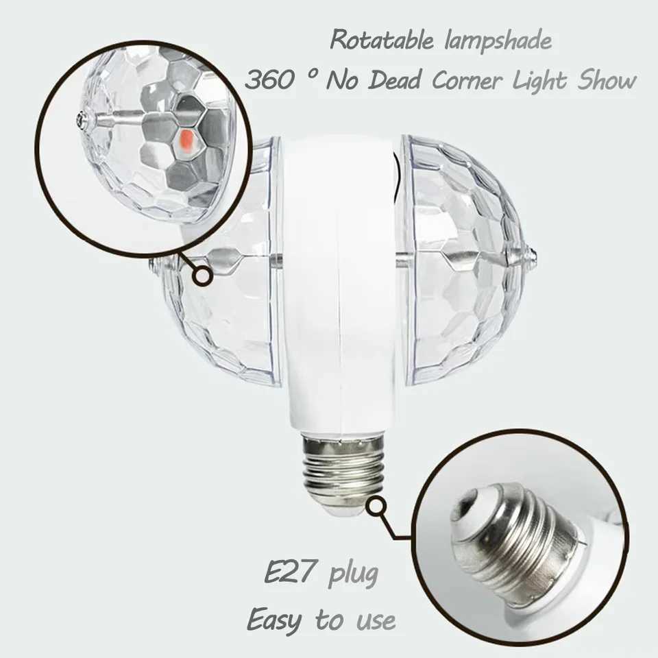 2025 E27 Disco Ball Light Rotating Mini Stage Lights DJ Audience Flash Family Halloween Christmas Party Atmosphere Lamps Wedding XJ250527