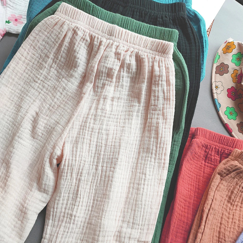 Summer Boys Girls Cotton Linen Pants Casual Baby Kids Loose Harem Girl Breathable Pant Children Clothing 250527