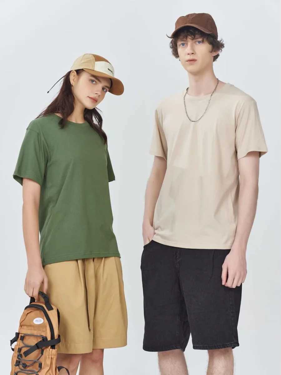 180grams Cotton Solid T-shirts Mens Short Sleeve Fashion Brand Trend White Black Clothing Tees Woman Customized Products Summer Z250527