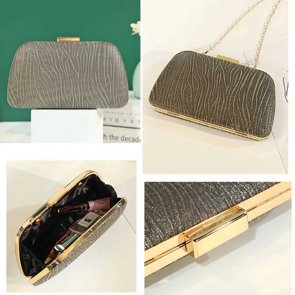 Luxury Sequins Shell Clutch Bag Designer Clip Chain Women Shoulder Bags Gold Silver Lady Sparkling Evening Bag Small Party Purse W250527
