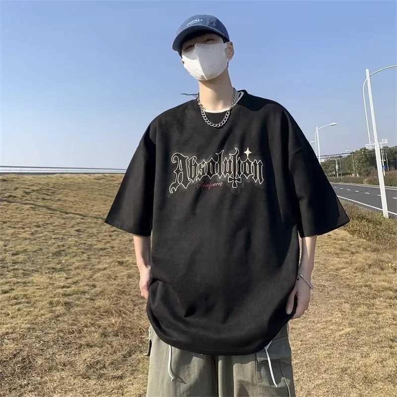 8XL Casual Short Sleeve Loose Printed Retro American Gothic Hollow T-shirt Z250527