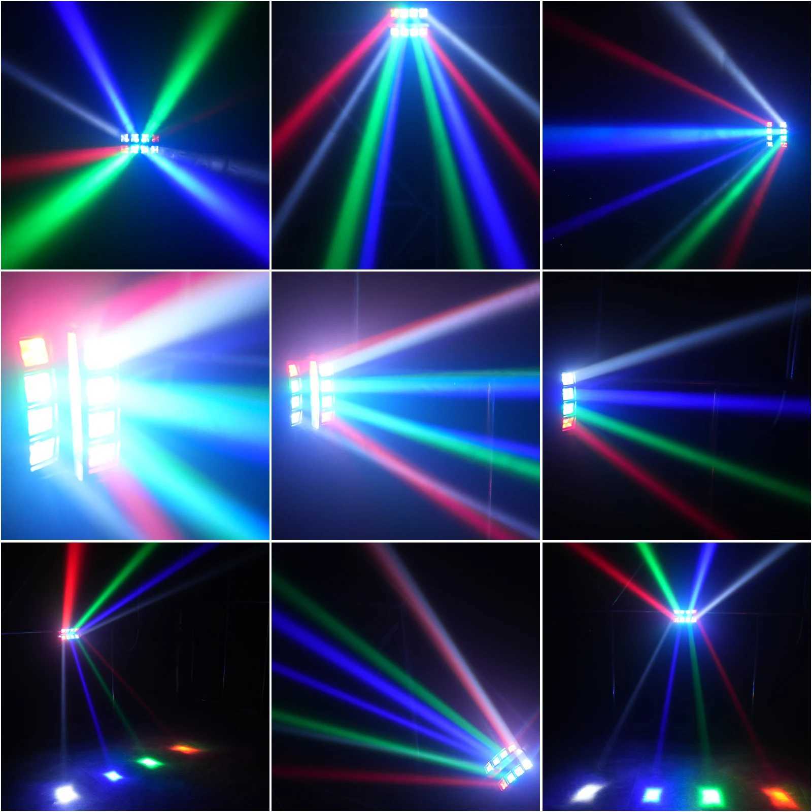 Fieryzeal 2PCS Mini LED Spider Beam Stage Lighting 8x10W RGBW Moving Head Light DMX 512 Spider Light for DJ Nightclub KTV Party XJ250527