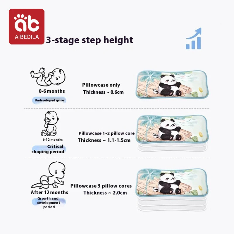 Children Sleeping Pillow For 06Y Kids Cartoon Panda Pillows Summer Breathable Cool Ice Silk Baby Bedding 250527