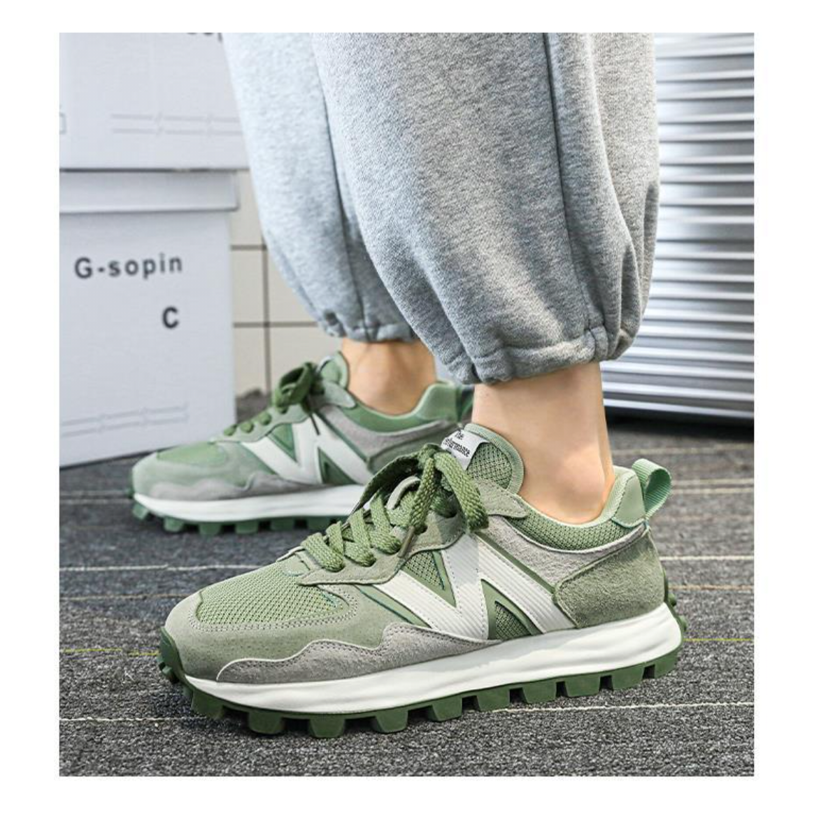 Free shipping 2025 summer New arrival women fashion sneakers Green New khaki gray sport running shoes breathable athleisure runners trainers men size 