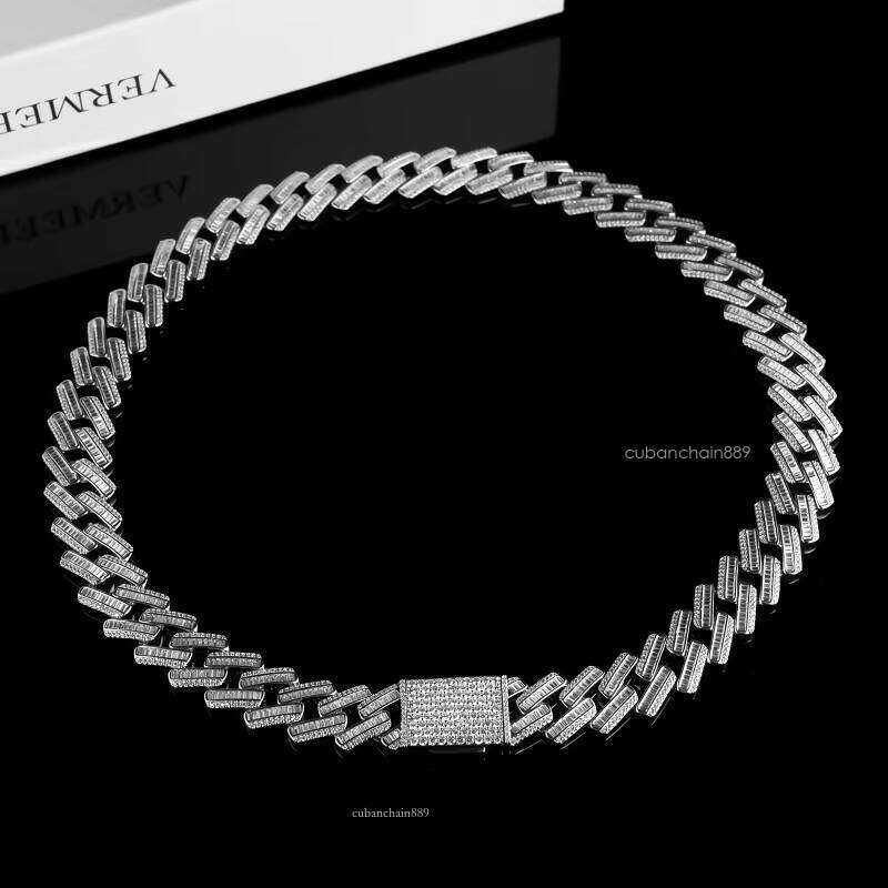 Customizable Miami Cuban Link Hip Hop Necklace for Men 14k/ Gold Plated Moissanite Dia on Figaro Style Brass Chains Gift