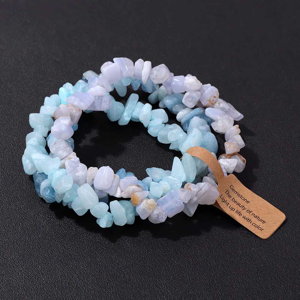 Irregular Natural Stone Bracelet Crystal Quartz Amethysts Tiger Eye Chips Gravel Beads Bracelets for Women Men Healing Jewelry W250526