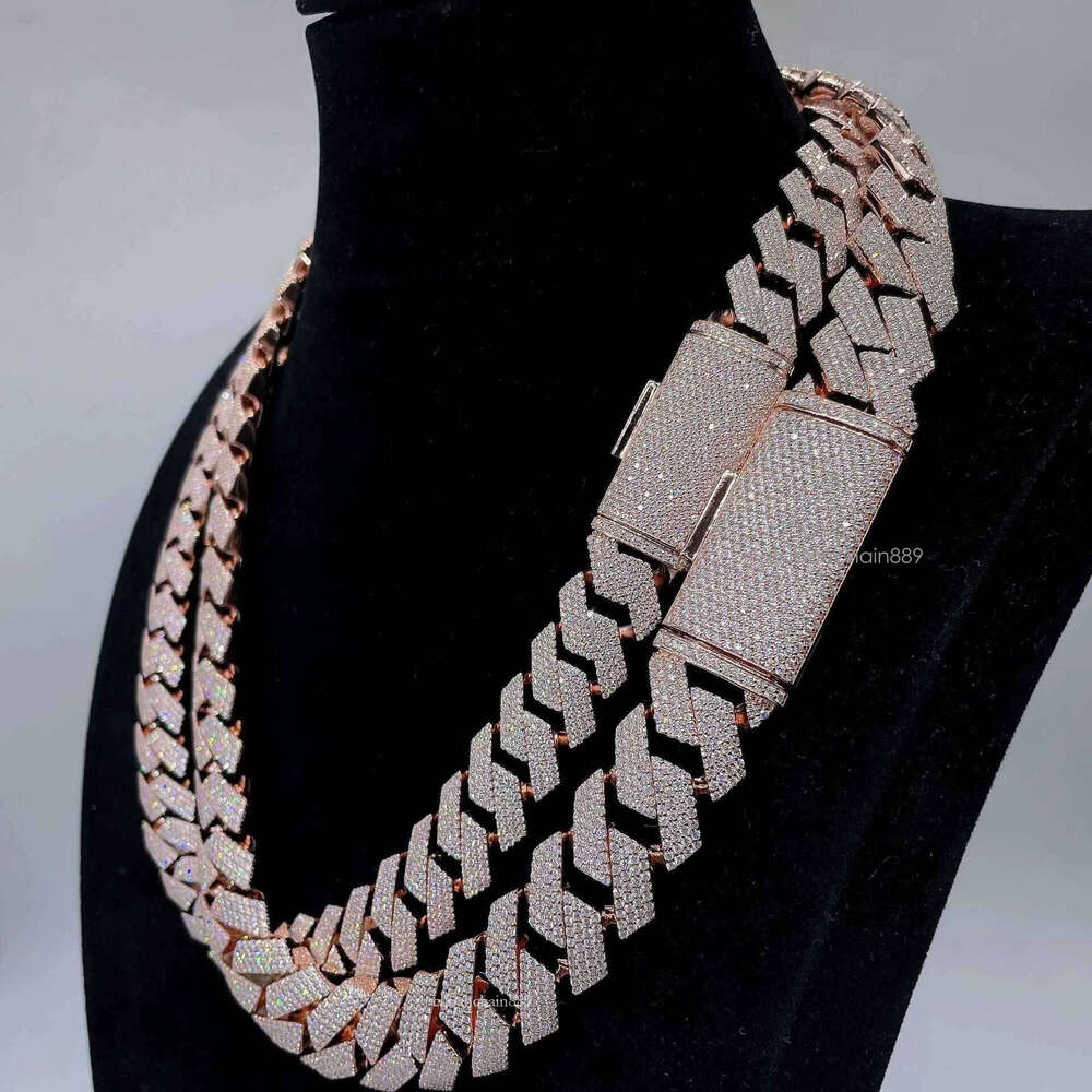 Hip Hop Sterling Sier VVS Dia Jewelry Cuban Link Chains Moissanite Necklace For Men Women