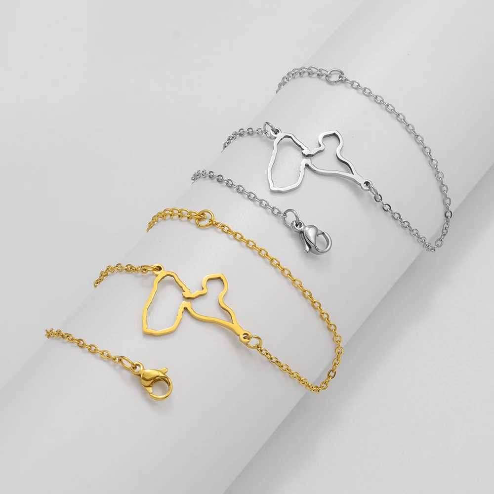 Anniyo 18CM + 4CM France Guadeloupe Map Bracelet for Women Stainless Steel Jewelry Foot-Chain # 320921 W250526