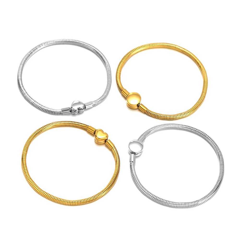 1pc High Quality Snake Bracelet for Women Original Gold Plated Round Heart Clasp Bangle Fit Fashion Party Jewelry Weddings Gifts W250526