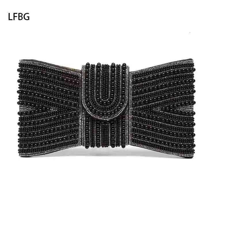 2025 Elegant Beaded White Bow Tie Clutch Bag For Women|Wedding Party Evening Purse|Sparkling Rhinestone Handbag|