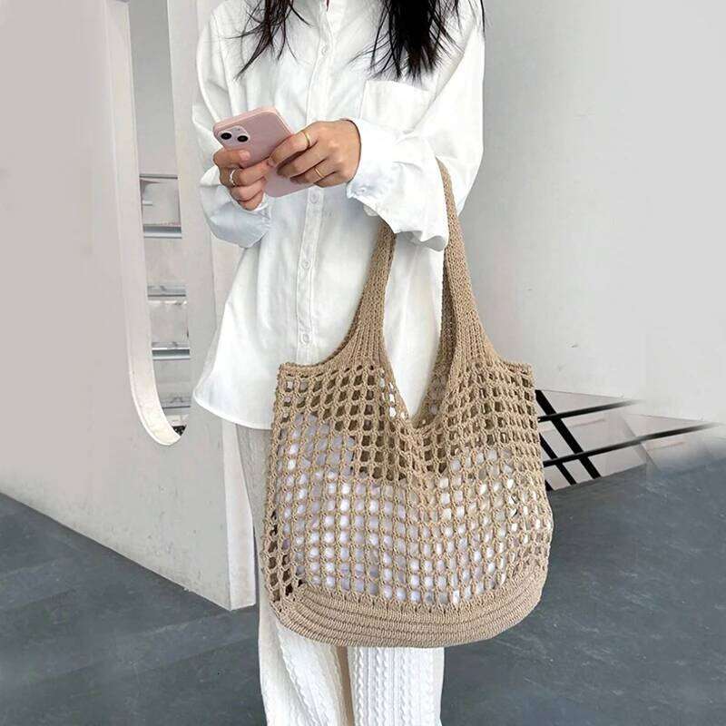 Hot Selling Knitted Hollow Shoulder Underarm Large Capacity Crochet Shopping Totes Casual Beach Commuting Bag Designer Bags
