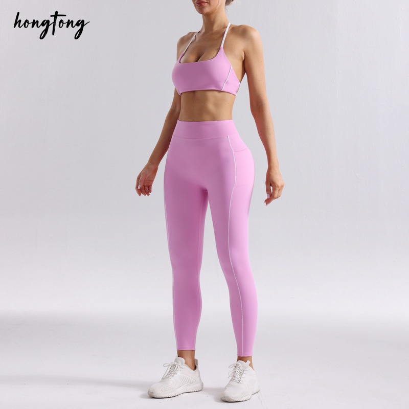 Yoga outfits set gym sets sports bra women shorts athletic clothes outdoor sports running skinny elastic quick dry skirt versatile tennis dress size s