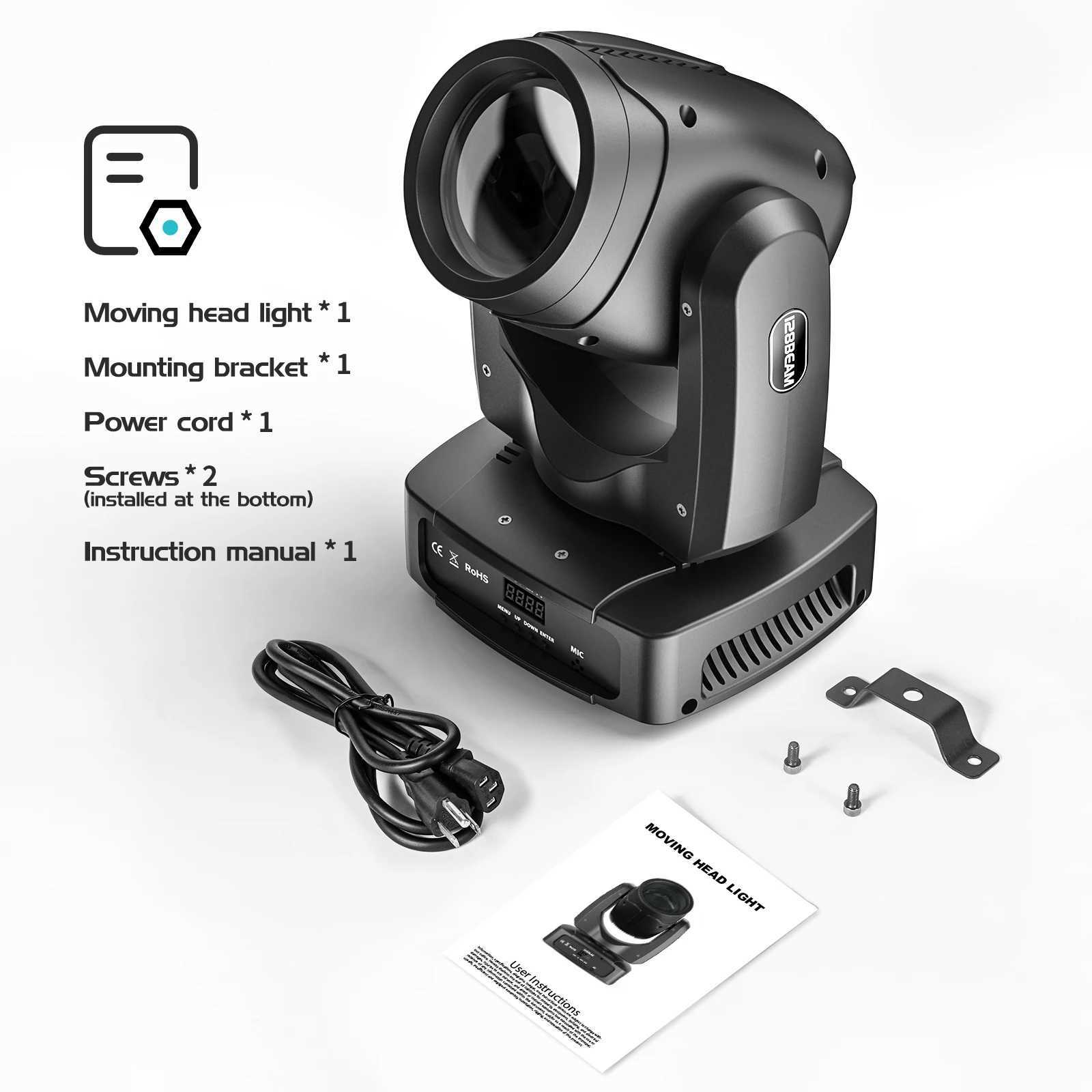 Yiflamefly 230W LED Moving Head RGBW Stage Lights With Strip Lights 18 Channels DMX 512 Voice Activation for DJ Wedding Disco XJ250527