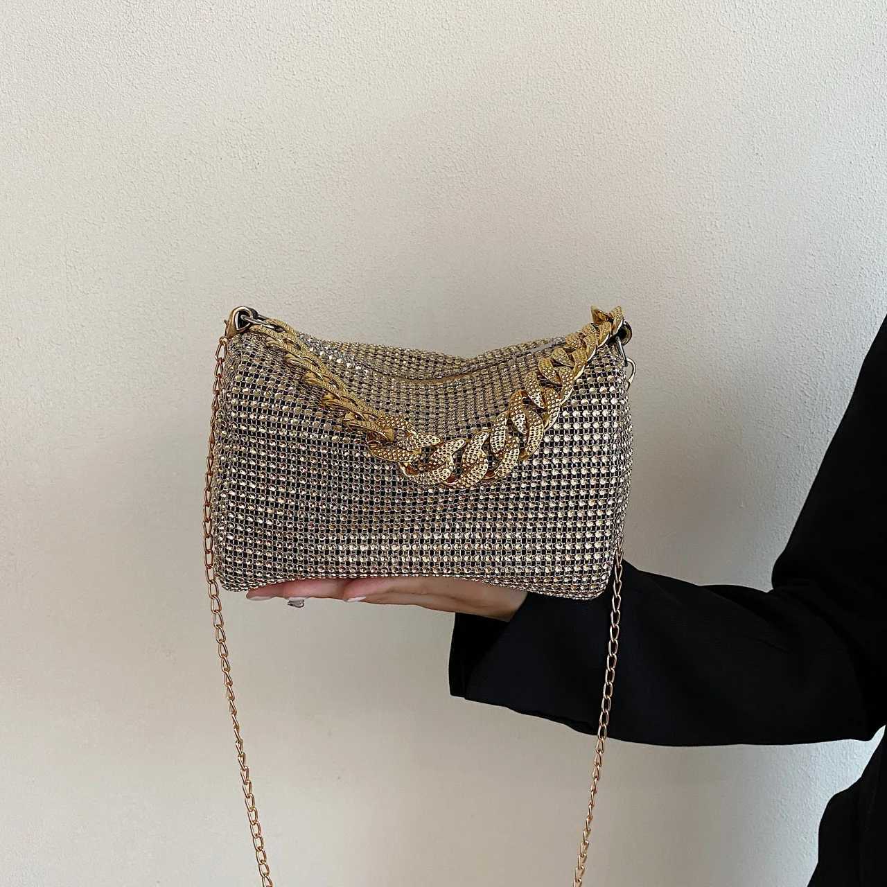Glitter Fashion Diamond Shoulder Bag Elegant Women Trend Luxury Shiny Handbag Dinner Party Wedding Purse Shoulder Underarm Bag W250527