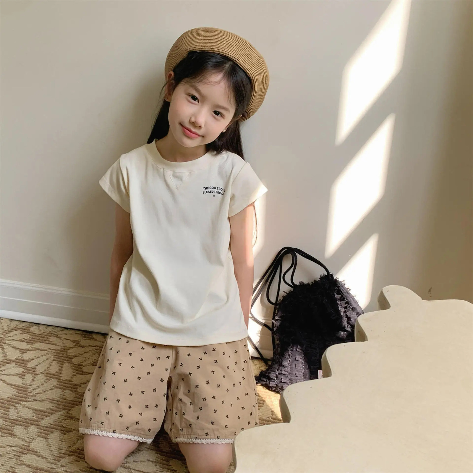 Girls Casual Shorts 06 Years Summer Blue Children Lace Kids Loose Fashion Baby Clothes Cotton Clothing 250527