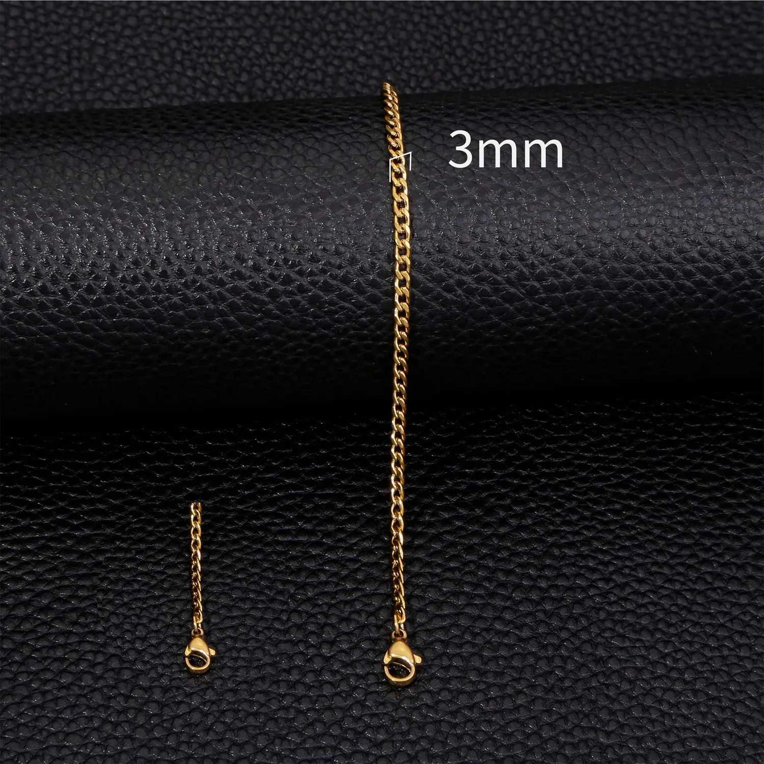 3mm Stainless Steel Cuban Chain Bracelet Men Gold Color Titanium Steel Bracelet Fashion Jewelry Trendy Bracelet For Women W250526